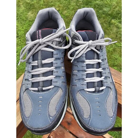 Skechers Mens After Burn Memory Foam 50125EWW Black Gray Shoes Sneakers Sz 10.5 - Picture 2 of 7